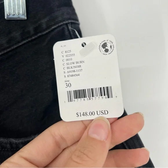 AGOLDE Mila Vintage Black Classic High Rise Denim Shorts in "Slow Burn" 30 NWT - Picture 3 of 9